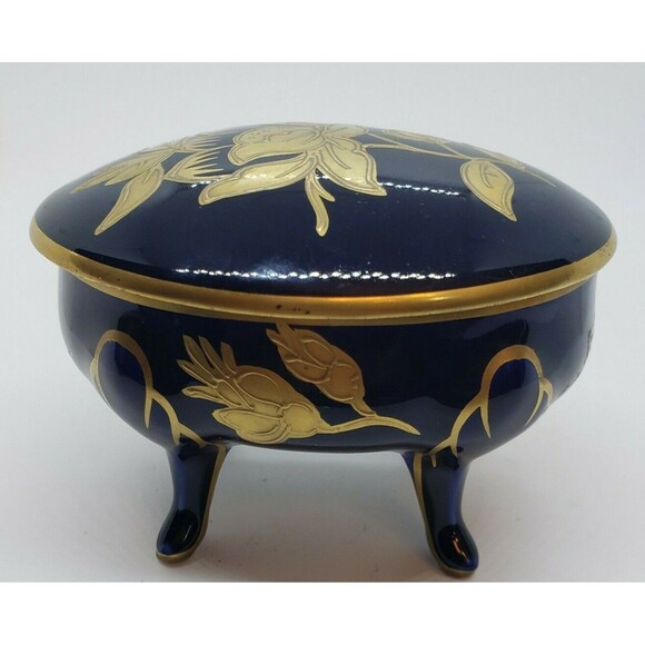 Echt Kobalt Germany JLMENAU Trinket Box With Tray Vintage - Picture 4 of 9